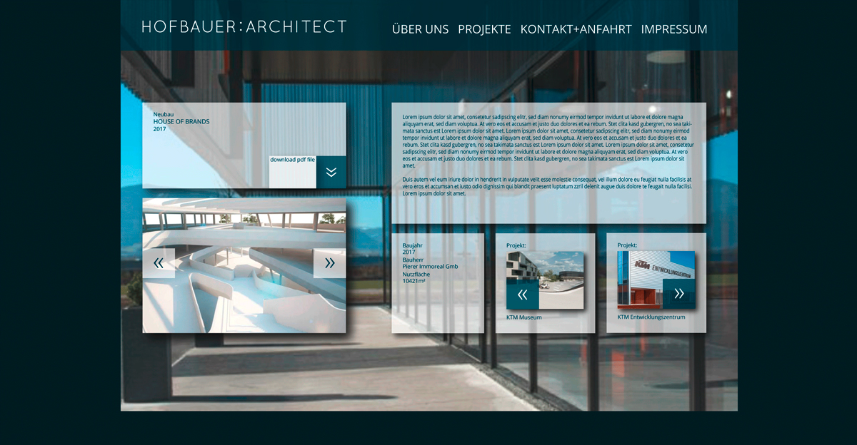 Webdesign Seite für Projekte 2