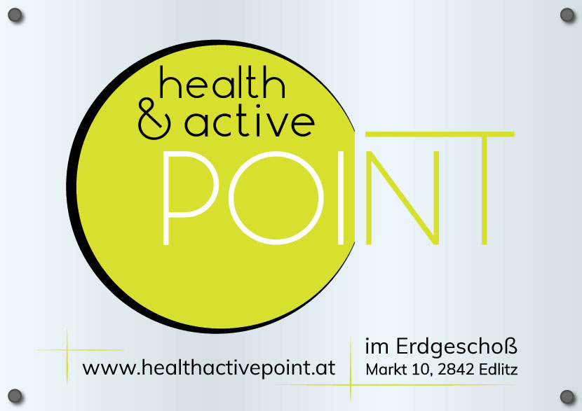 Firmenschild, health & active Point